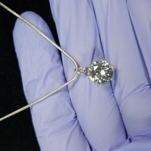 Silver tone Necklace with Sparkling Round cut Crystal Pendant - Women's Fashion